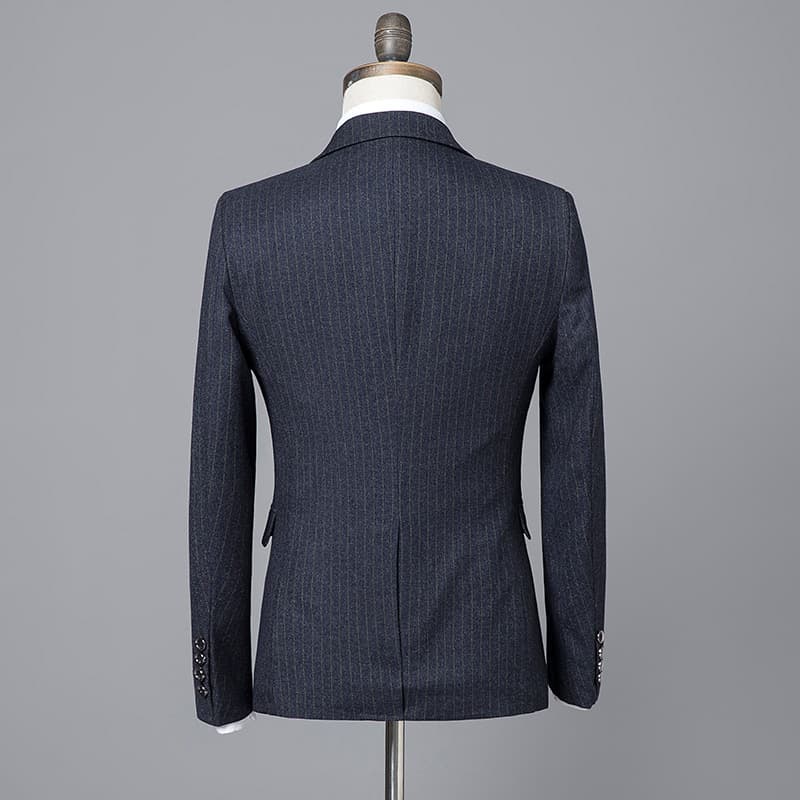 Men's 3 Piece Pinstriped Suit in Black and Grey