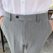 Solid Dress Pants Flat-Front Trousers in 3 Colors