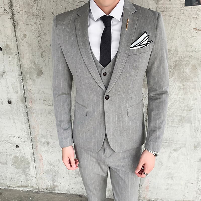 Men's 3 Piece Pinstripe Tuxedo for Wedding Prom Business