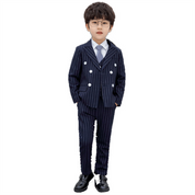 Boys Suit Children's Blue Double Breasted Striped Suit Dress Set