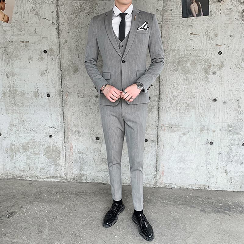 Men's 3 Piece Pinstripe Tuxedo for Wedding Prom Business