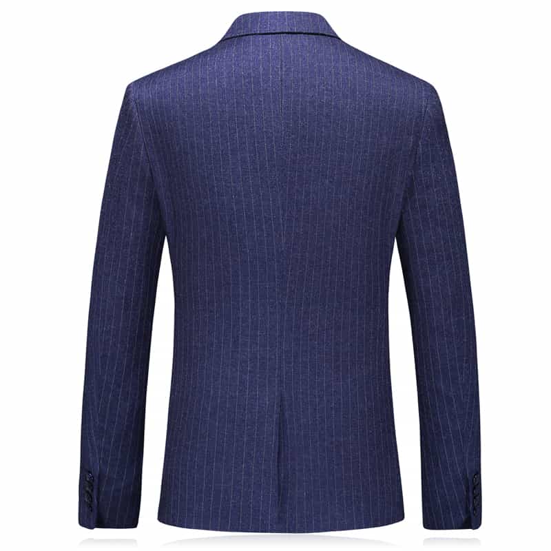 Men Blue Suit 3 Piece Slim Fit Wedding Suit Pinstripe Tuxedos Business Formal Dress for Groom Prom Party