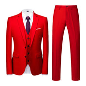 Men 3 Piece Solid Suit 2 button Closure