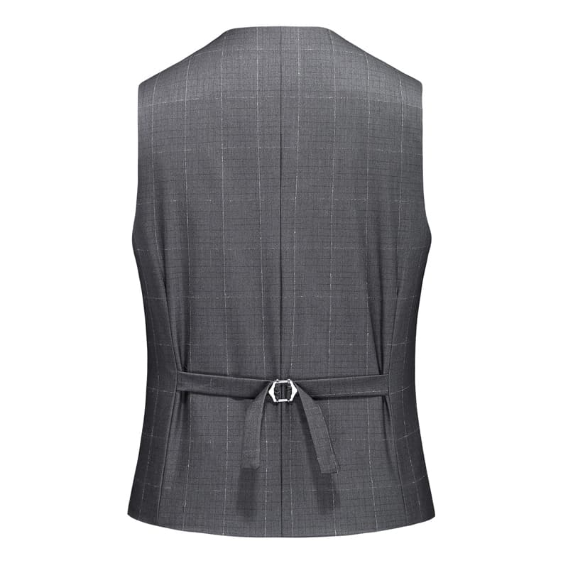 3 Piece Grey Suits for Men Slim Fit Wedding Prom Tuxedos Plaid Formal Dress Pants Suits