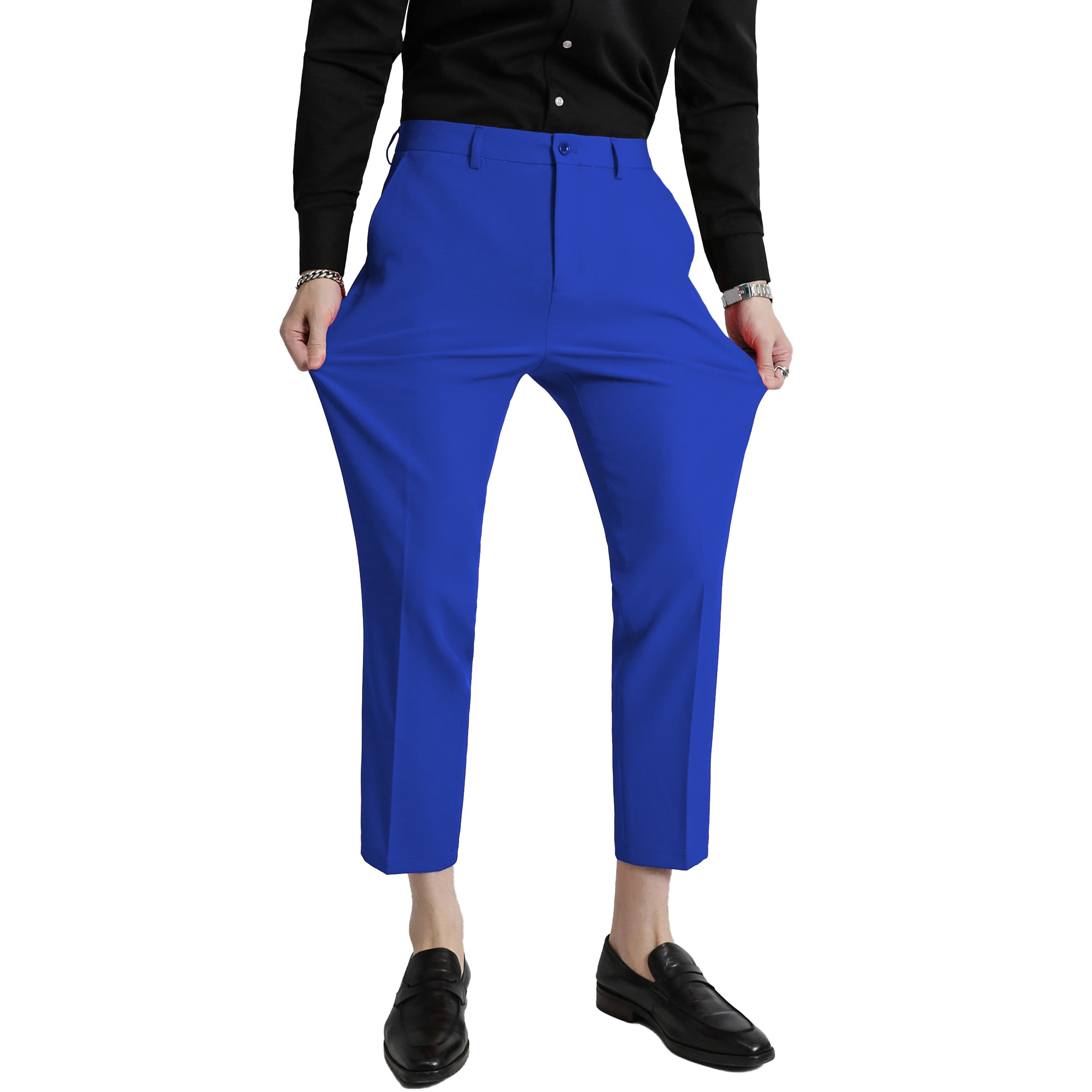 Mens Anke Length Cropped Pants Slim Fit