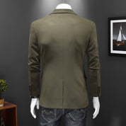 Mens Solid Single Breasted Dark Green Blazer