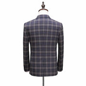 Men Dress Suits British 3 Piece Wedding Suit Windowpane Tux Business Formal Plaid Suit for Groom Prom Party