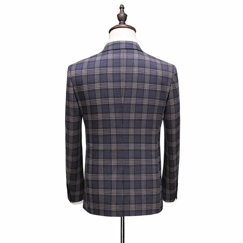 Men Dress Suits British 3 Piece Wedding Suit Windowpane Tux Business Formal Plaid Suit for Groom Prom Party
