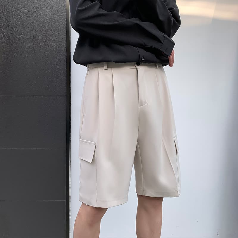Mens Straight Fit Summer Shorts Stretch Casual 3 Solid Color Flat Front Dress Short Pants