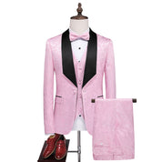 Men's 3 Piece Jacquard Tuxedo with Ties & Pocket Square