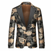 Men's 2 Piece Tux  Floral Printed Tuxedos in Red Gold Blue