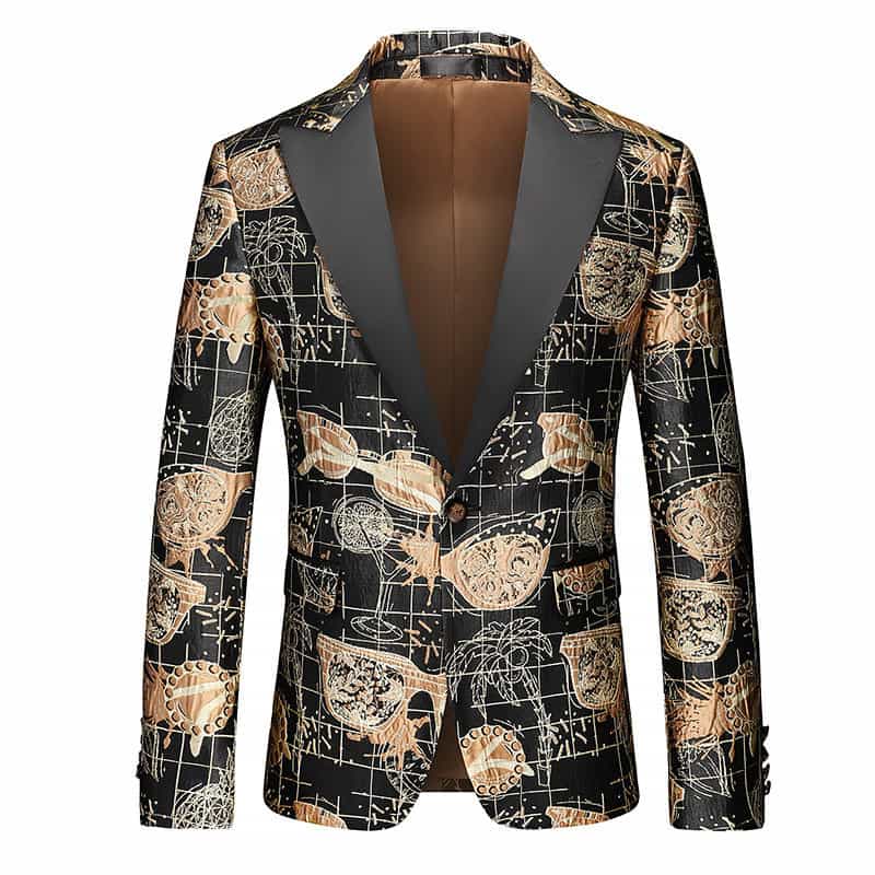 Men's 2 Piece Tux  Floral Printed Tuxedos in Red Gold Blue