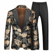 Men's 2 Piece Tux  Floral Printed Tuxedos in Red Gold Blue