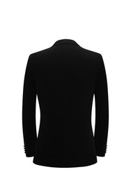 Men 3 Piece Solid Suit in Black