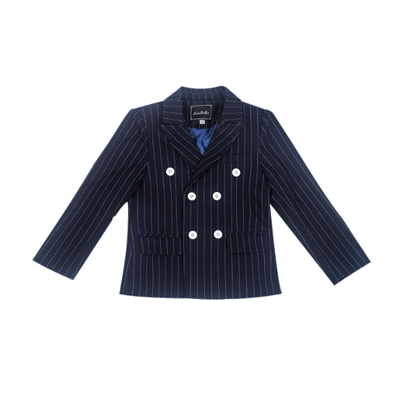Boys Suit Children's Blue Double Breasted Striped Suit Dress Set