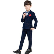 Boys Slim Fit 5 Piece Suit Set of Jacket Vest Pants Corsage and Tie