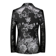 Men's Blazer Floral Jacquard Sport Coat in Black Brown White