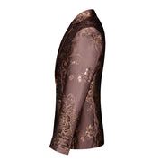 Men's Blazer Floral Jacquard Sport Coat in Black Brown White