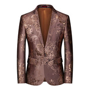 Men's Blazer Floral Jacquard Sport Coat in Black Brown White