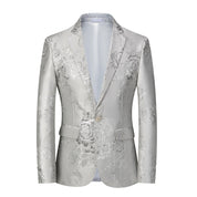 Men's Blazer Floral Jacquard Sport Coat in Black Brown White
