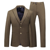 Mens Pinstripe Suit Slim Fit Prom Wedding Tuxedos Formal Dress Pants Suits