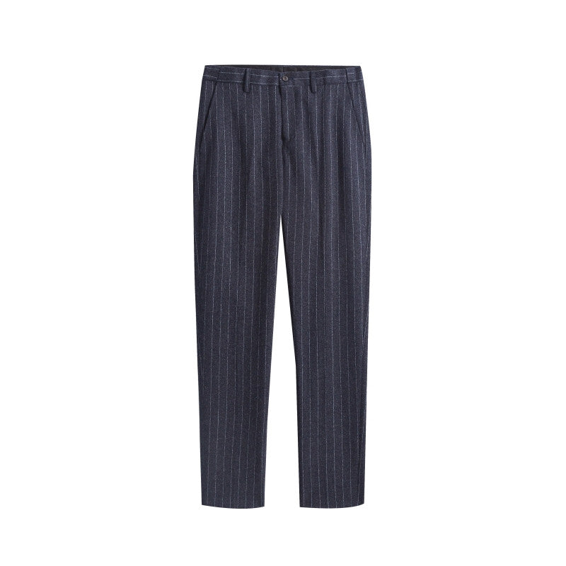 Mens Striped Dress Pants Flat-Front Skinny Pinstriped Blue Grey Prom Trousers