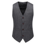 Men's Pinstripe Suit 3 Piece Slim Fit Wedding Prom Tuxedos Blue Black Stripe Pant Suit