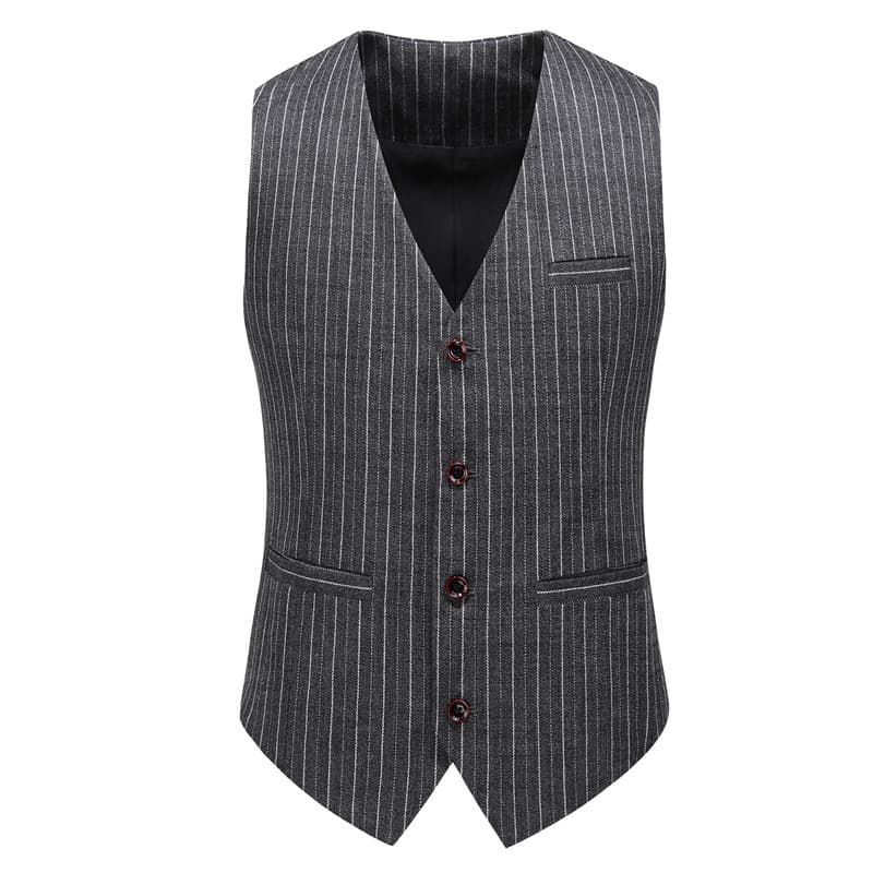Men's Pinstripe Suit 3 Piece Slim Fit Wedding Prom Tuxedos Blue Black Stripe Pant Suit