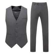 Men's 2 Piece Solid Double Breasted Suit in Grey Navy