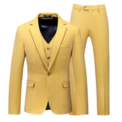 Men's Solid Yellow 3 Piece Suit
