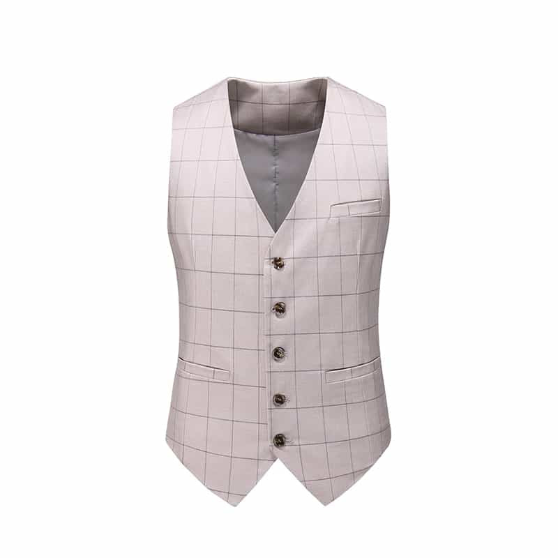 Men's  3 Piece Blue Plaid Suit Slim Fit Wedding Prom Tuxedos Casual Business Windowpane Pant Suit