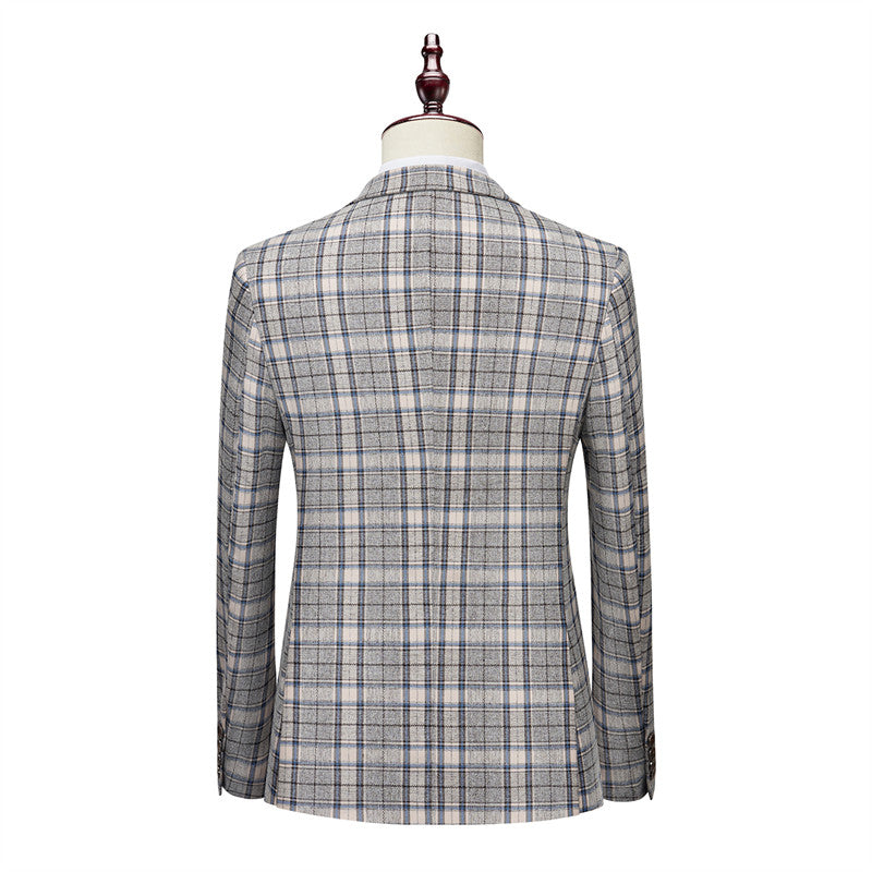 Men's Plaid Blazer Two Buttons in Yellow Red Green