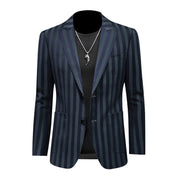 Mens Striped Green Blazer Single Breasted
