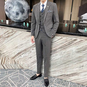 Men's Suits Plaid 3 Piece Windowpane Tuxedo Skinny Plaid Tuxedos for Wedding Meeting Prom