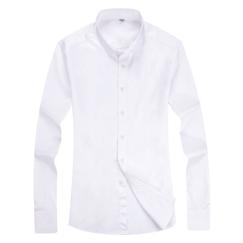 Men's Dress Shirt Wrinkle-Resistant Solid Slim Fit Long-Sleeve Formal For Prom Wedding Business