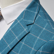 Men's Slim Fit Blazer One Button Blue Plaid Sports Coat