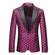 Men‘s Blazer Slim Fit Suit Jacket Casual Printed Sport Coat