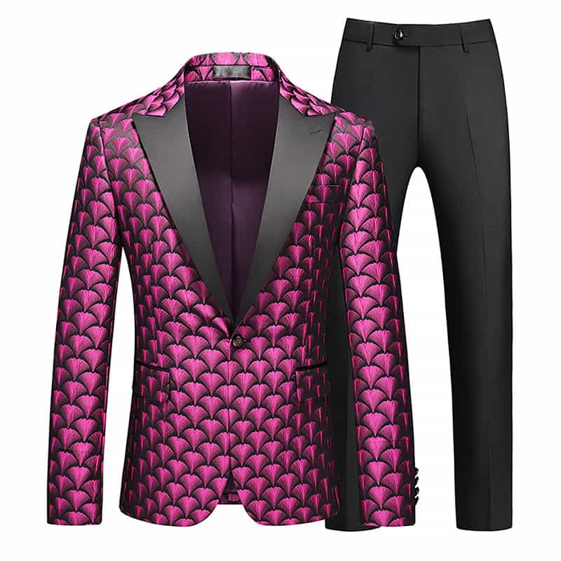Men's 2 Piece One Button Suit Jacquard Tuxedos