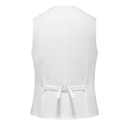 Men's 3 Piece Solid Suit in White & Black