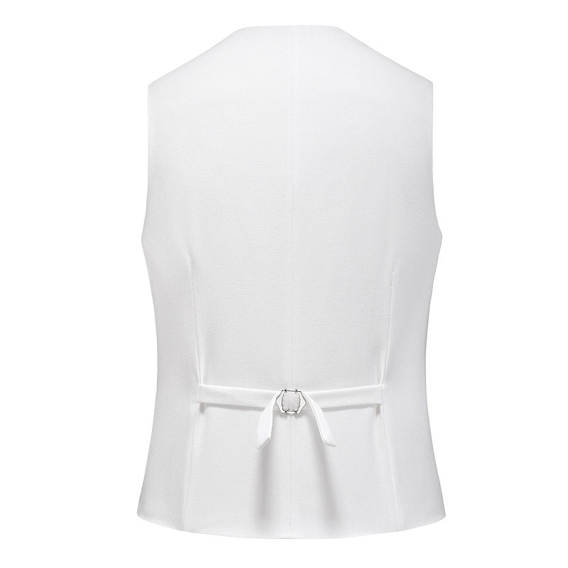 Men's 3 Piece Solid Suit in White & Black
