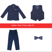 Boys 4 Piece Suit Solid Black Navy Boy Dress