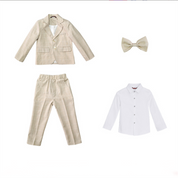 Boys 4 Piece Plaid Suit of Jacket, Pants, Shirt and Bow Tie
