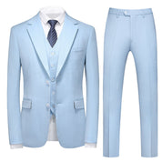 Men's 3 piece Single Breasted Suit in Sky Blue
