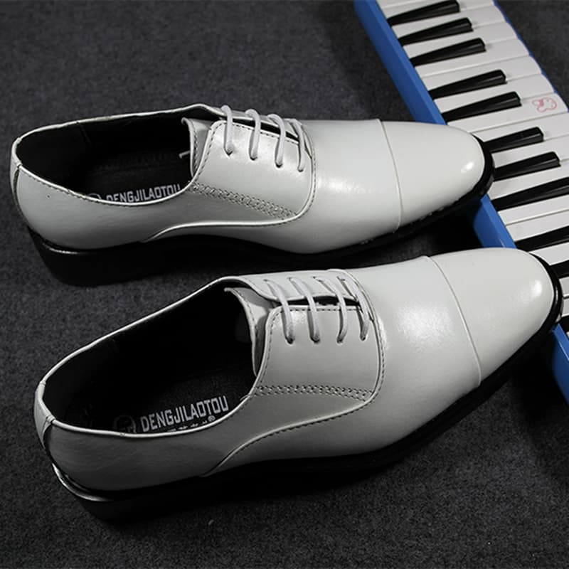 Mens Dress Shoes Lace-Up Oxford Leather Shoes For Prom Wedding Business