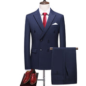 Men 2 Piece Double Breasted Suit 5 Solid Color