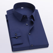 Men's Dress Shirt Wrinkle-Resistant Solid Slim Fit Long-Sleeve Formal For Prom Wedding Business