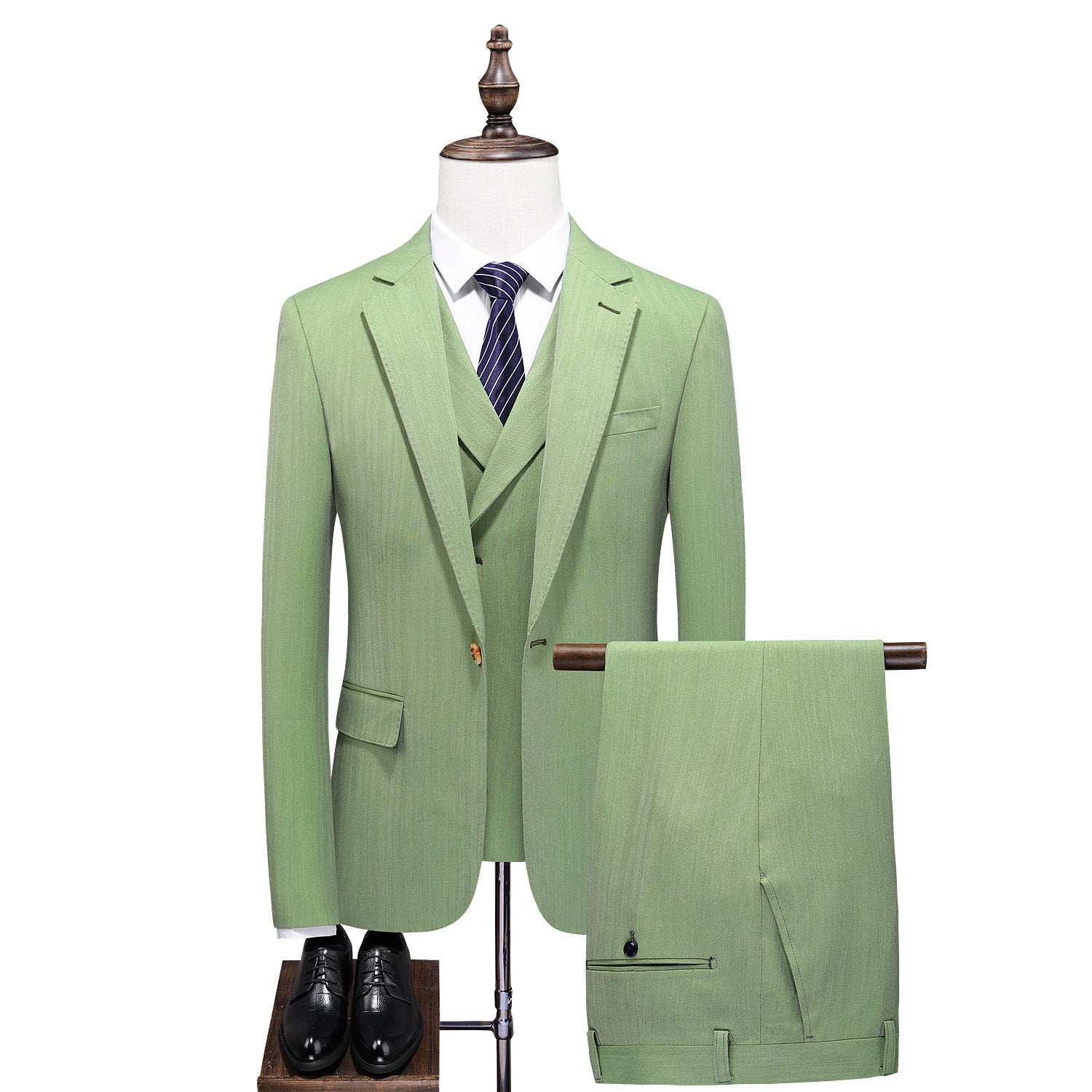 Men's Solid Green 3 Piece Suit