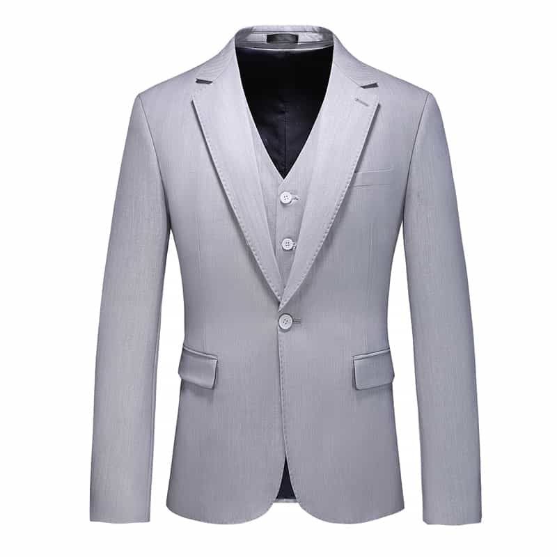 Mens 3 Piece Grey Suit Single Breasted