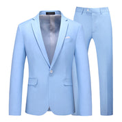 Men 2 Piece Suit One Button with 4 Blue Colors