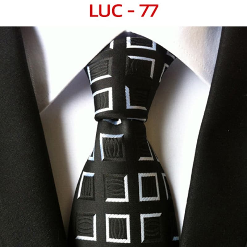 Men's Classic Polyester Tie Checked Jacquard Necktie